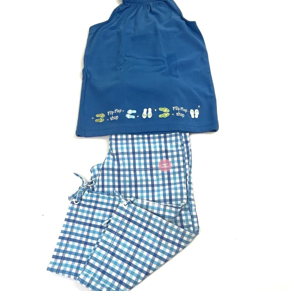 NWT Gymboree Girl Plaid Tie Capri Pant & Flip-Flop Ribbon Halter Top Size 6